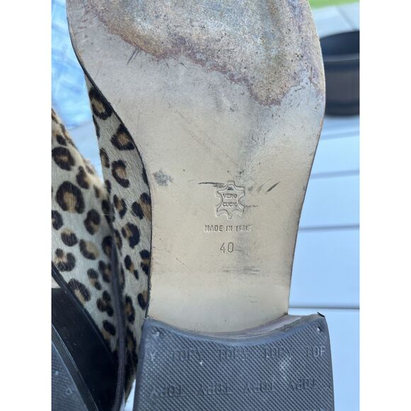 Henry Ferrera Leather/ Calf Hair Leopard Print Booties - Size 40/ 9 - M Brown - Picture 7 of 9